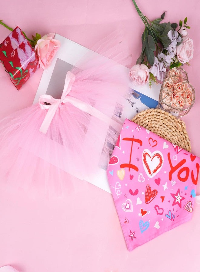 Fengek 2-Piece Valentine Dog Pink Tutu with Scarf Set- Perfect Dog Skirt & Bandanas for Special Occasions - Image 4